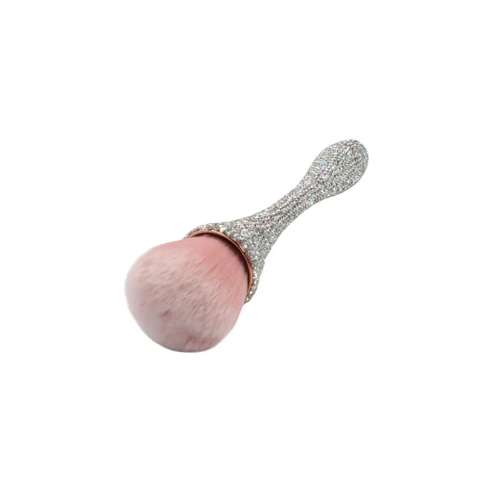 Brocha de maquillaje con mango de diamante para mujer, cepillo para quitar el polvo de la cintura pequeña, esponjoso, súper brillante, suelto