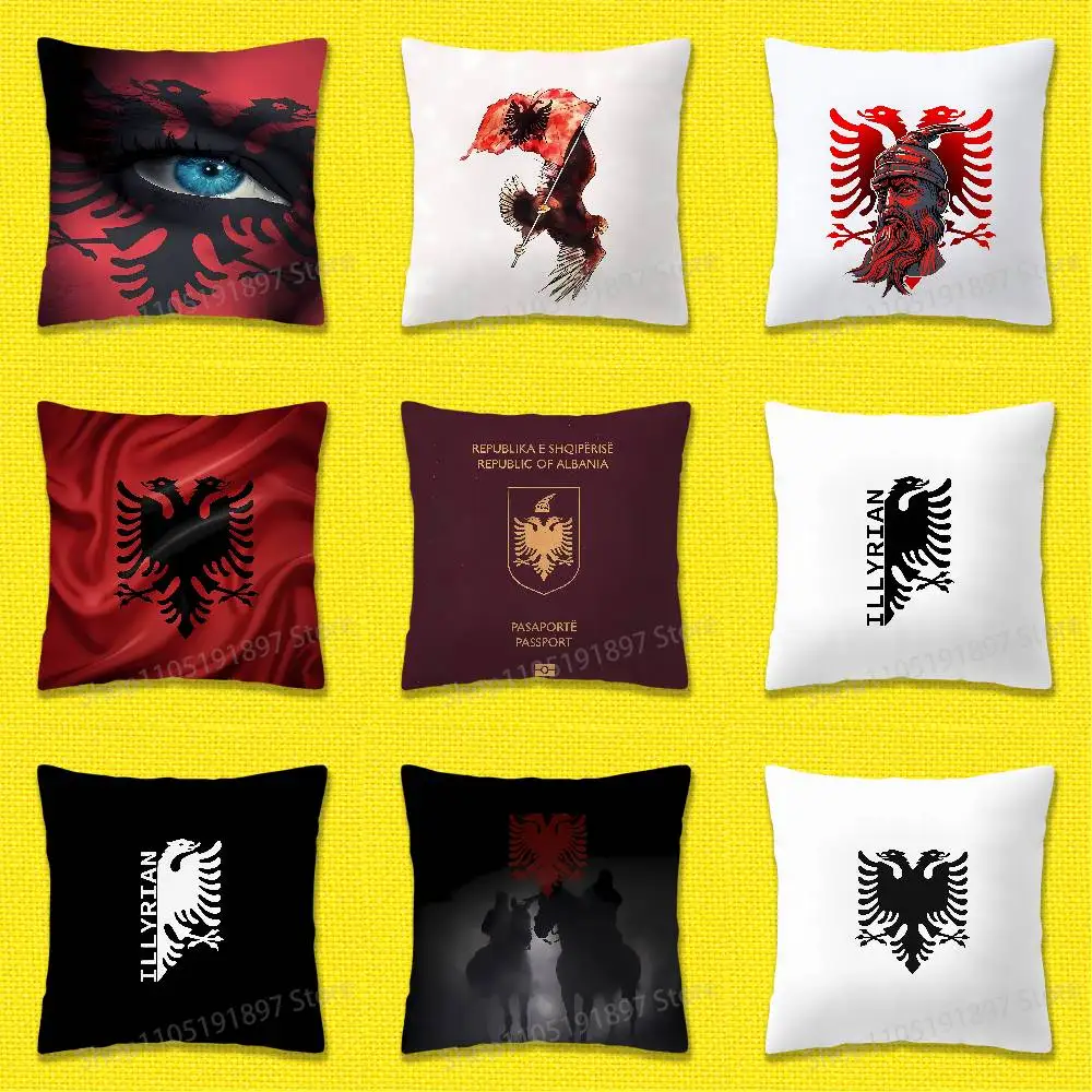 

Illyrian Albania Flag Logo Eagle Throw Pillow Case For 50x50cm 40x40cm 55x55cm 45x45cm 30x30cm Square Bedroom Pillowcase Cover