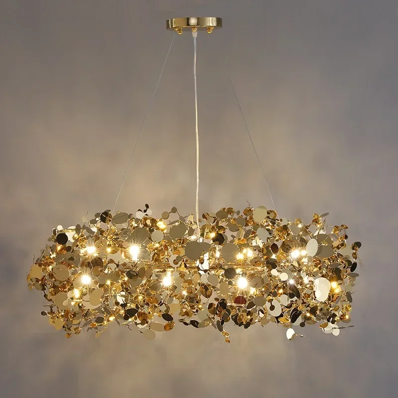 

Modern Luxury Gold Chandeliers for Dining Room Restaurant Chandelier Stainless Steel Chrome Plating Pendant Lights Living Room