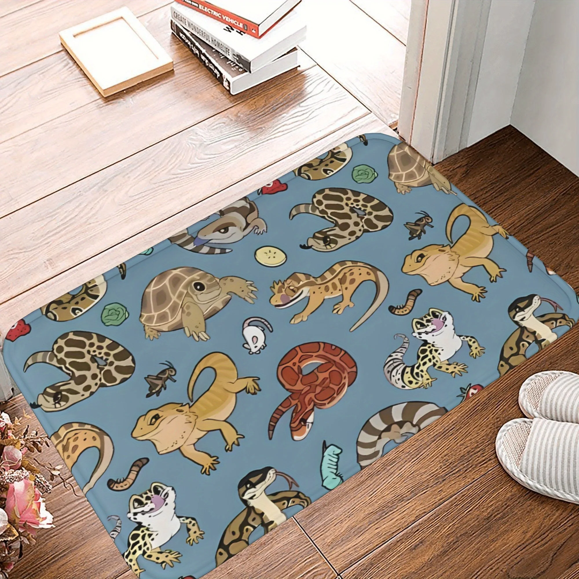 

1PC Reptile Wonderland Kitchen Rug Non-Slip Door Mat Pop design Bathroom Rug Bath Mat Carpet for Home Sink Laundry ecoreeree