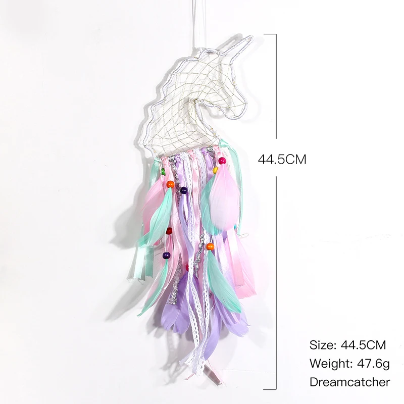 Unicorn Dreamcatcher Wind Chime Creative Hand-woven Car Pendant Bedroom Living Room Hanging Ornaments Birthday Gifts Home Decor