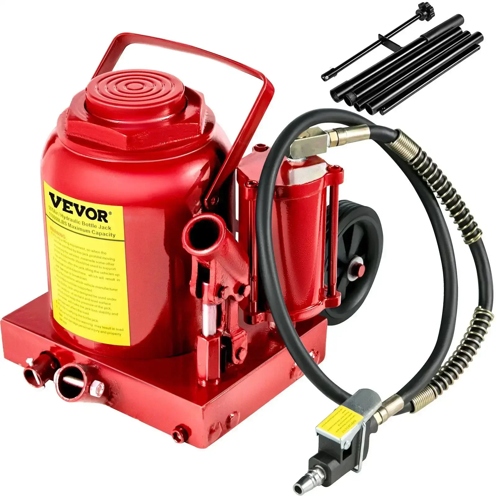 

Air Hydraulic Bottle Jack 50 Ton Manual 110200lbs Heavy Duty Auto Truck RV Repair
