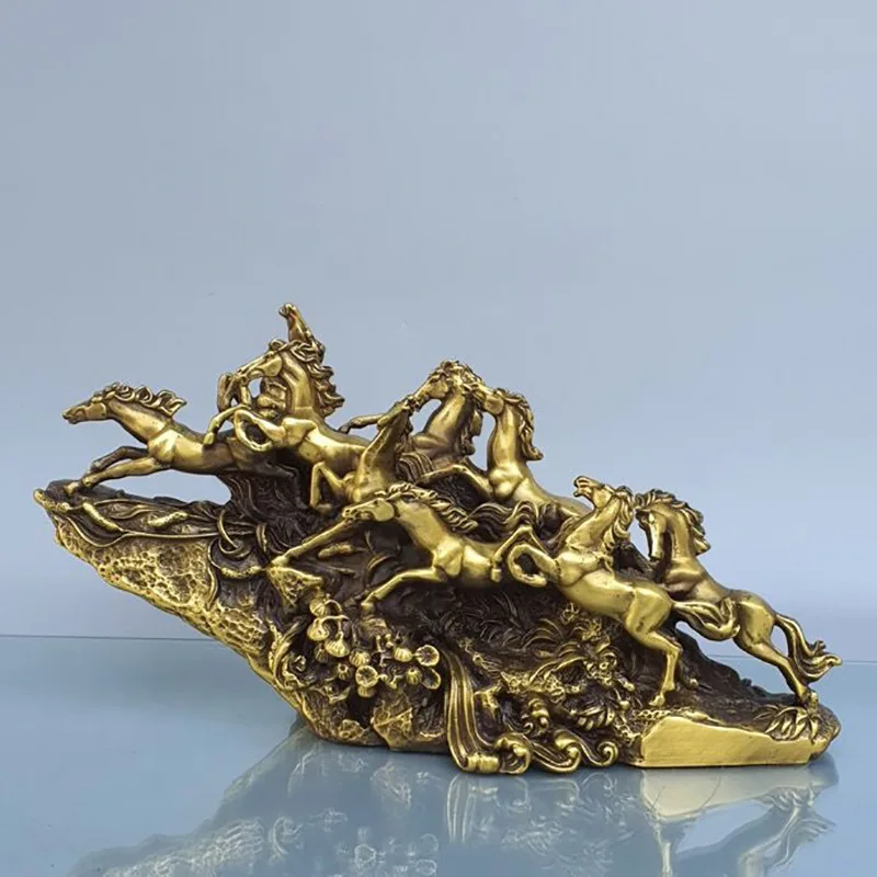 Zodiac Horse Opening Gift Decoration, Brass Nine Galloping Horses Home Decor Craft