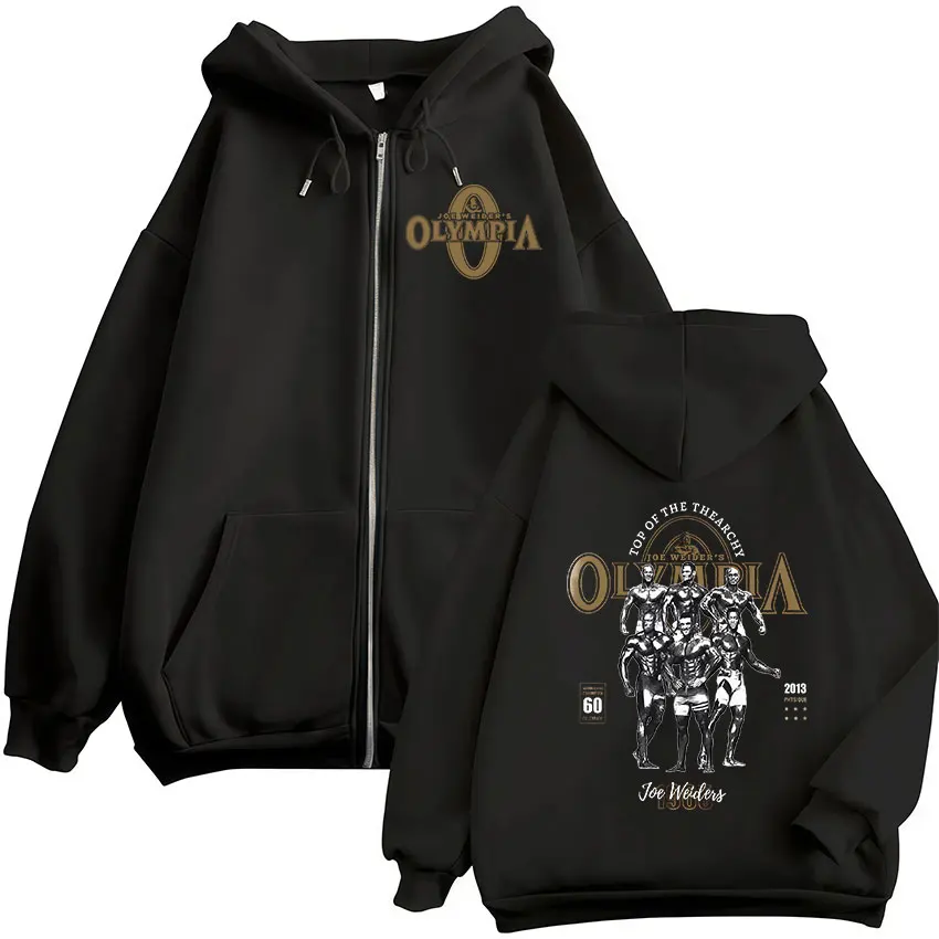 Sudadera con capucha Olympia Gym Fitness Day Pump Cover con cremallera para hombre, estilo vintage, manga larga, oversize, tipo jersey, chaqueta con capucha