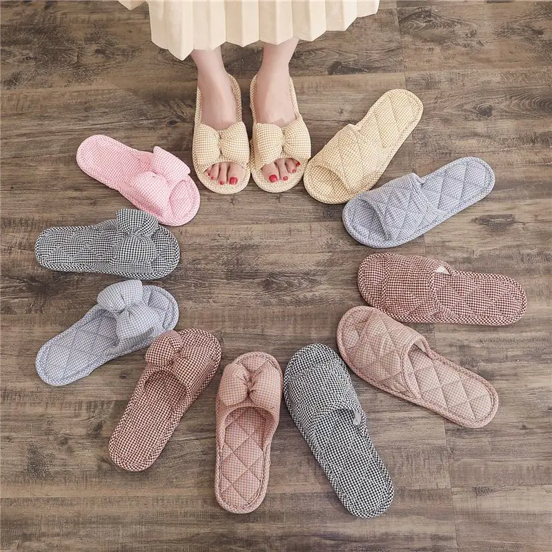 Korean Version of Pure Cotton Anti Slip Particle Slippers, Indoor Soft Sole, Silent, Male and Female Couples, Four Seasons