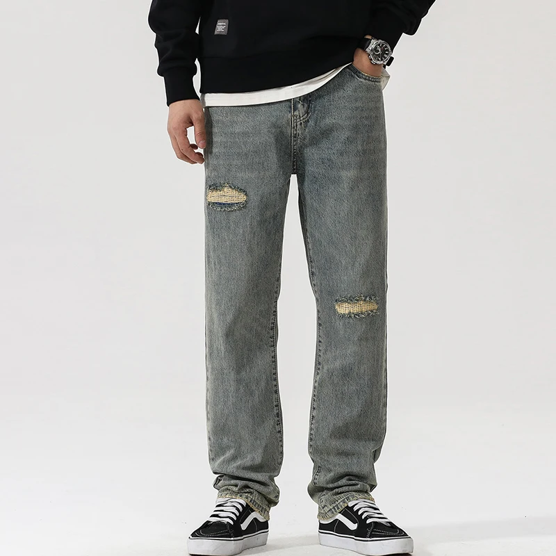 2025 Autumn American Style Streetwear Straight-Leg Loose-Fit Jeans New Vintage Versatile Hip Hop Trendy Cotton Pants Casual