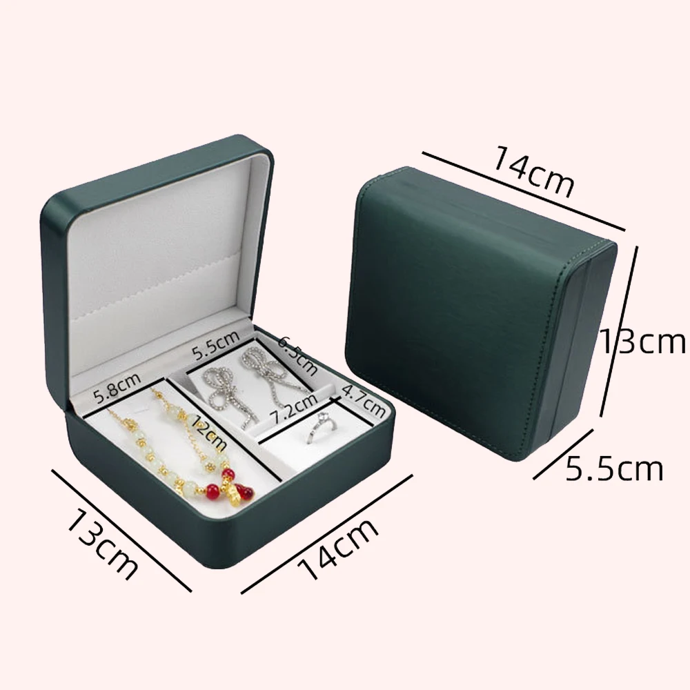 Luxury PU Leather 3-in-1 Jewelry Box, Multi-functional Organizer for Ring Earring Necklace, Gift Case