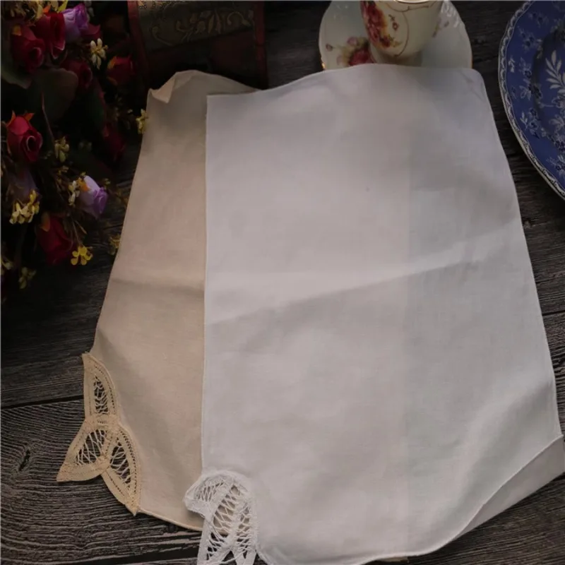 4 pezzi di cotone bianco beige copri fazzoletto panno antipolvere tovagliolo in stile europeo