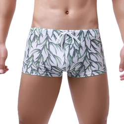 Mens Boxers Swimwear Fashions Printing Style Lace-up Swimming Trunk Summer Beachwear Bathing Shorts
