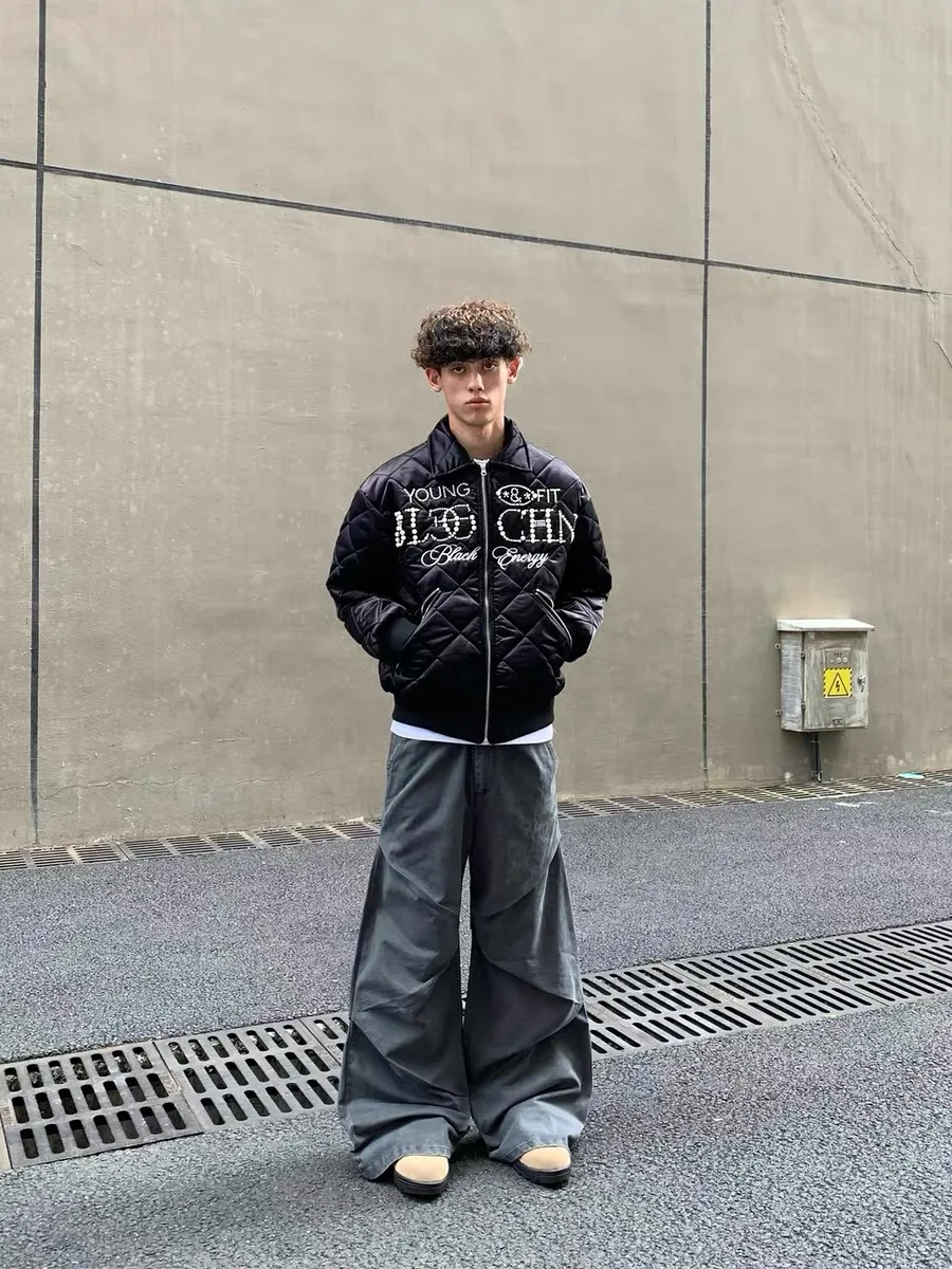 

Thiened Embroidered Pearl Diamond Pattern Cotton Jaet Casual Sle Men Women Winter Warm Design Sensation Cotton Coat