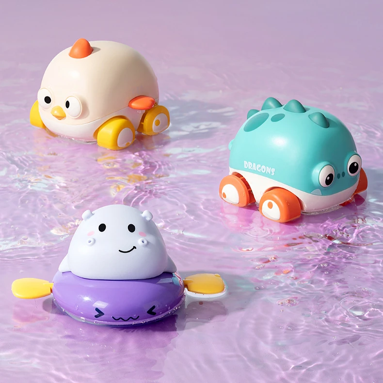 8cm Kawaii Duck Chicken Panda Dinosaur Hippopotamus Funny Model Squirt Water Special for Baby Bath Plastic Figure Amphibious Toy