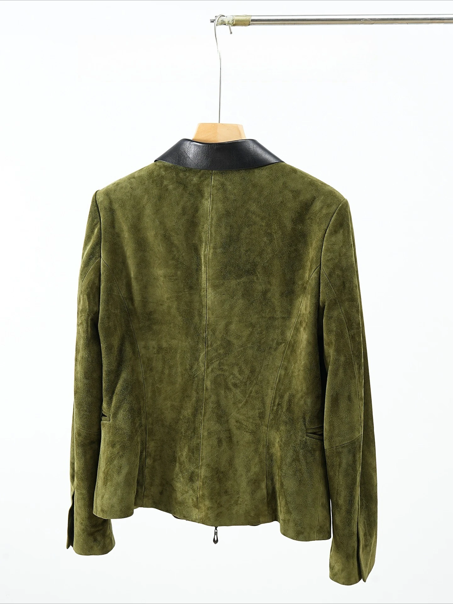 Retro Winter Merk Kid Suede 100% Leren Jas voor Vrouwen Kraag Zak 100% Schapenvacht Slim Fit Jas Revers