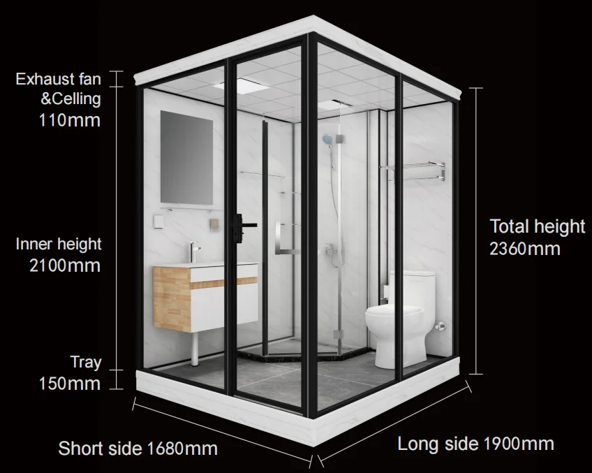 One Piece Prefabricated Bathroom Pod Integrated Shower Rooms Complete All in One Modular Bathrooms