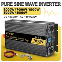 Pure Sine Wave Inverter 7000W 8000W Power DC 12V 24V to AC 220V 50HZ Power Bank for Truck Outdoor Converter Solar Car Inverters