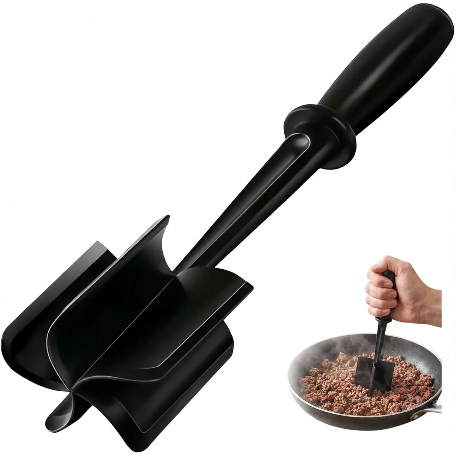 

Meat Chopper with 5 Blades, Heat Resistant Nylon Meat Masher for Ground Beef, Non Stick Hamburger Smasher, Dishwasher Safe