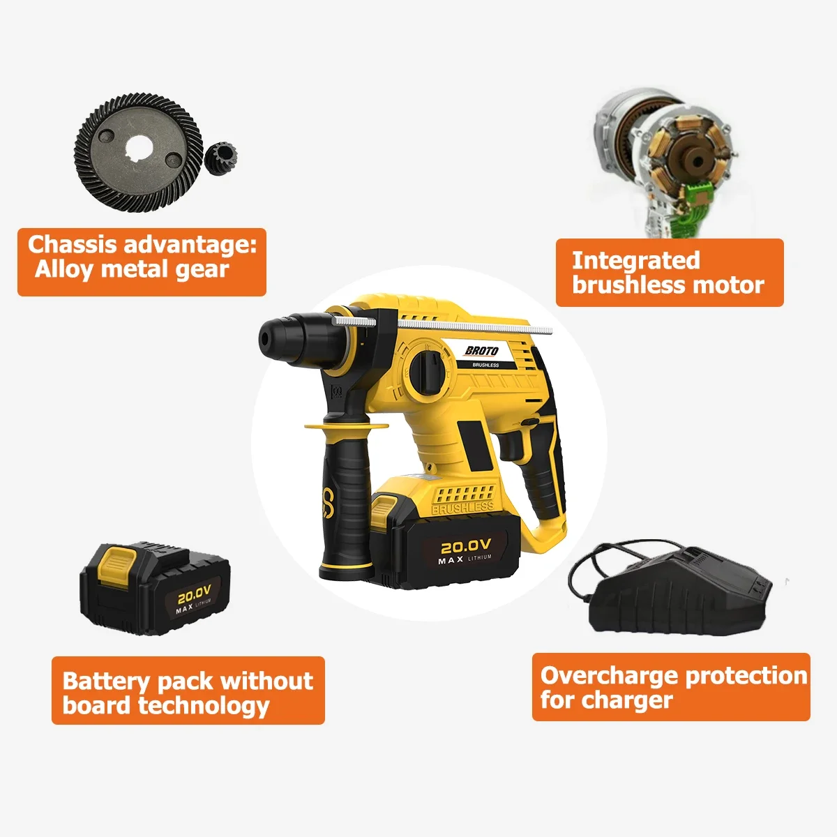 Rotary Total Power Rock Drill Hammer Machine Electric Cordless Impact Drill with Hammer Martillo Demoledor