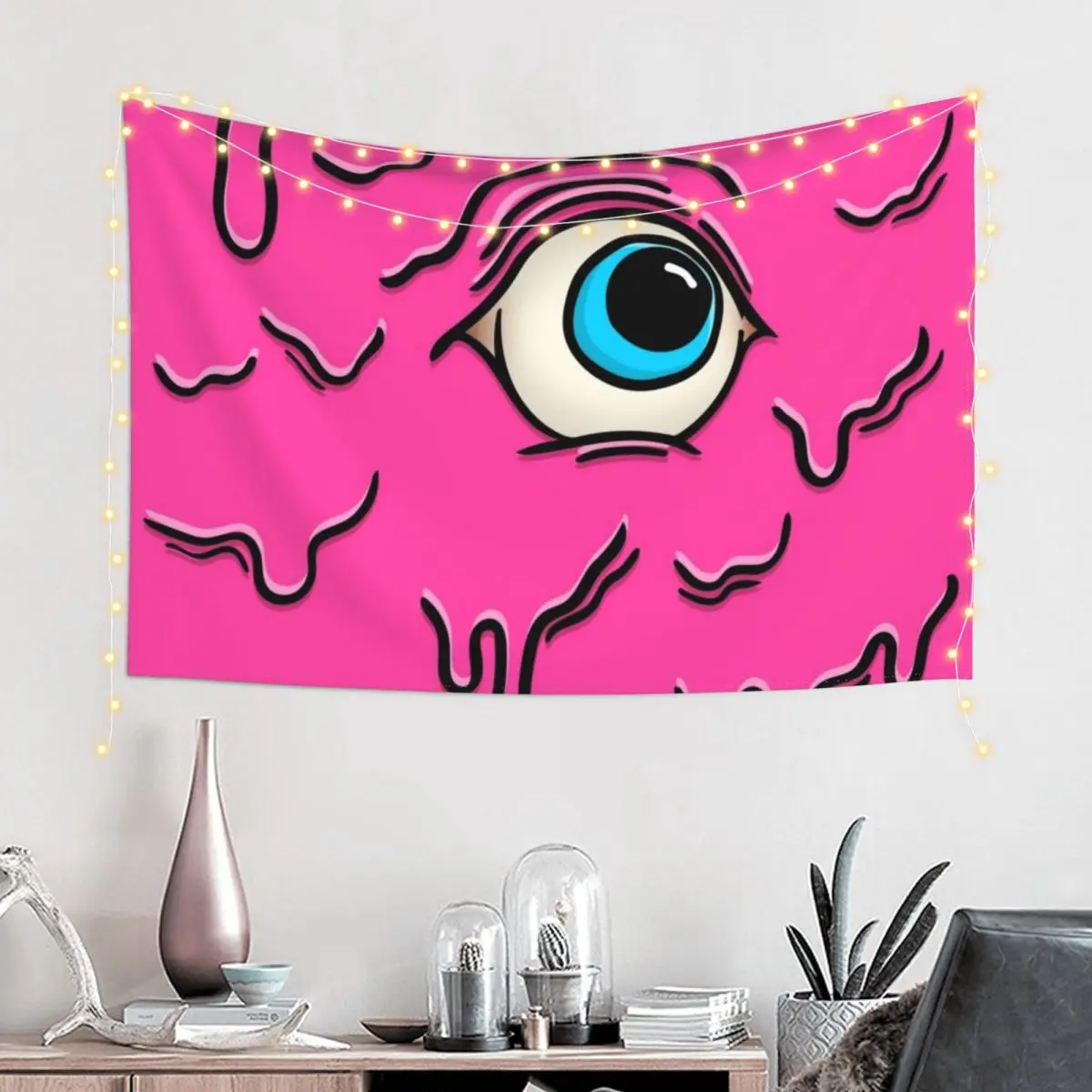 Pink & Blue Slimy Cyclops Eye Tapestry Aesthetic Room Decorations House Decoration Aesthetic Home Decor Tapestry