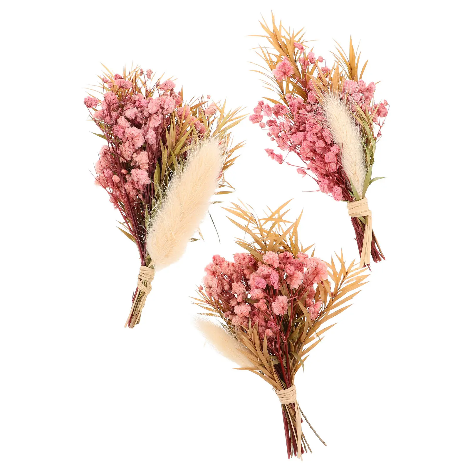 Juego de 3 Mini Ramos de Flores Secas Naturales, Arreglo Floral Seco Pequeño, Decoración de Jarrones, Decoración Compacta para el Hogar, Set de Flores Secas