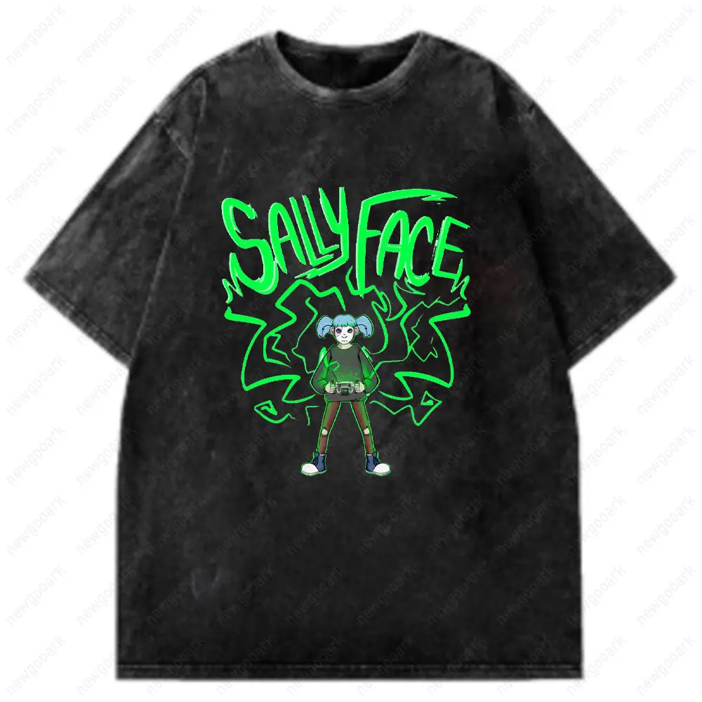 Sally Face Massacre At Addison Apartments Washed Cotton Graphic T Shirts Limited Edition Kickstarter Men Clothing Ropa Hombre