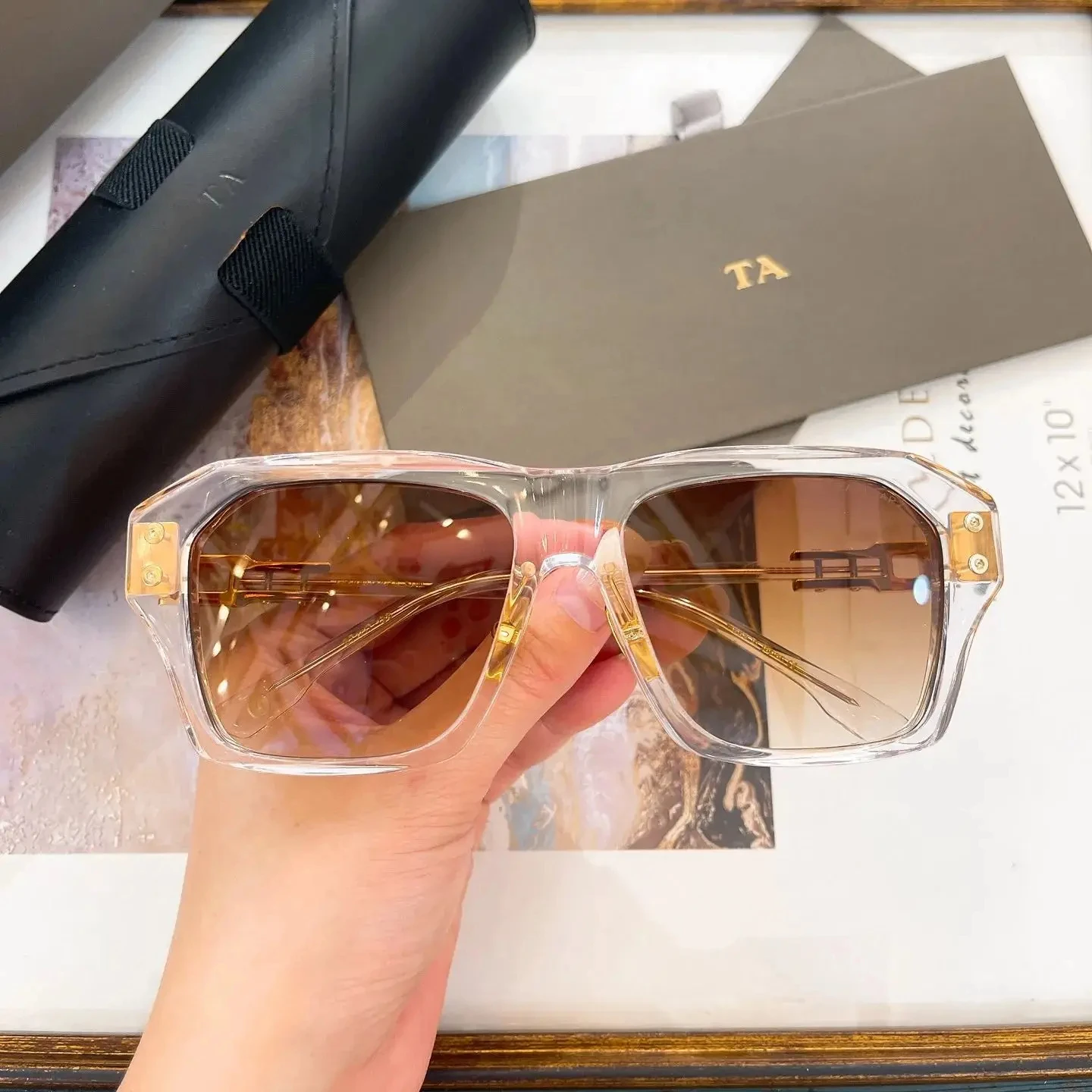 

Authentic For DIYTA DT DTS417A Luxury Design Business Men Women Sun Glasses Square UV400 Polarized Male Couple Eyewear With Box