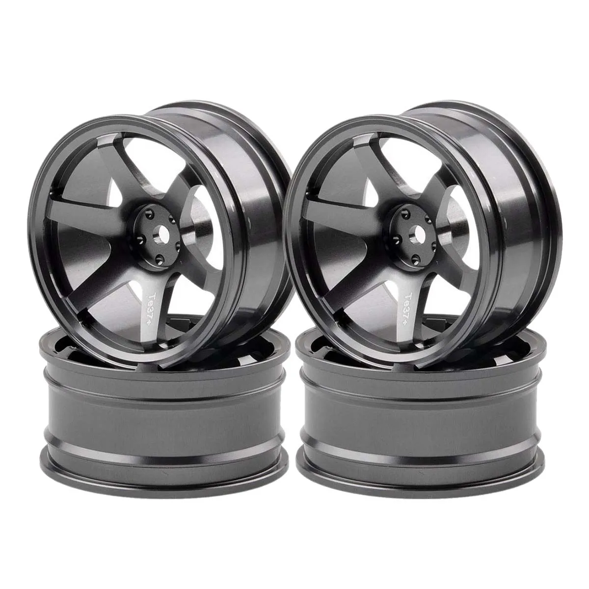 4P Aluminum Alloy6 Spoke Wheel Rim for RC 1/10 On-Road 1052 Drift Sakura TE37+,Grey