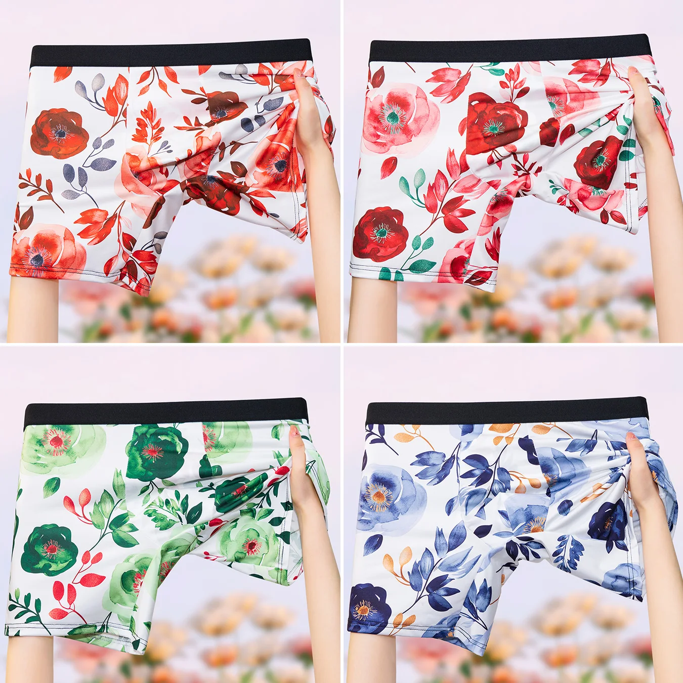 سراويل داخلية للرجال 4 أزواج من سراويل الملاكم المطبوعة عالية الجودة على الموضة المخصصة سراويل الملاكم الرجالية المريحة وغير المميزة #1