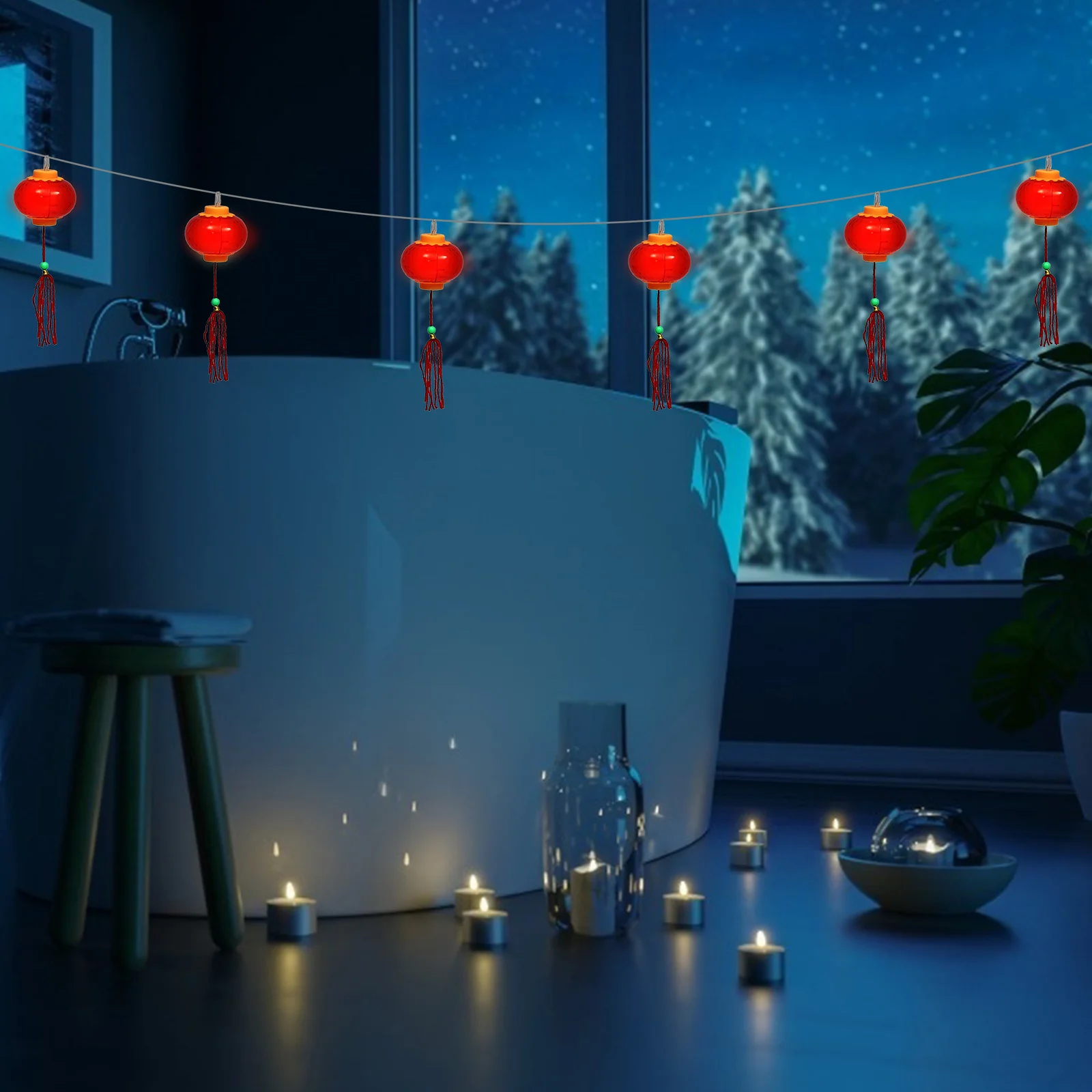 1pc Lantern Light String 3M Red Led Mini Lanterns For Outdoor Party Festival Decoration Chinese Style Hanging Lights Spring