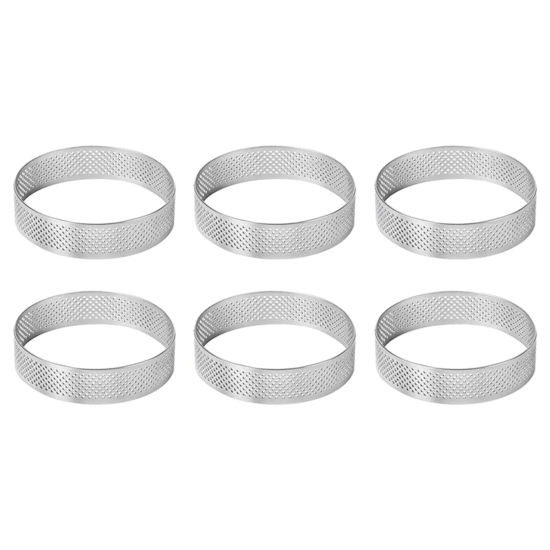 

Cake Ring Molds, 6Pcs Stainless Steel Porous Tart Ring, Perforated Pie Cake Ring Mold, Cake Mousse Ring with Holes 7cm