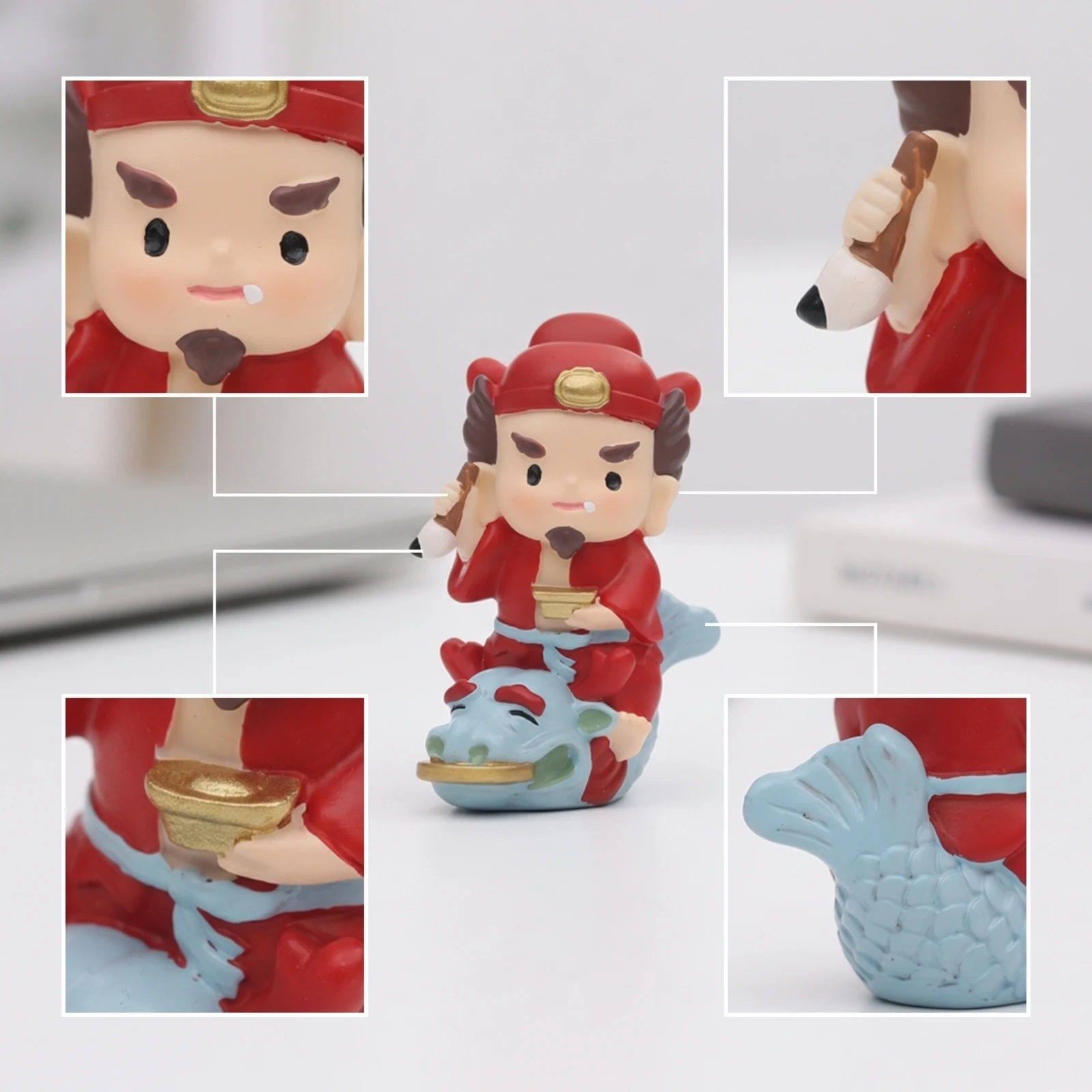 Scholar Figurine Cartoon Chinese Style Figurine Tabletop Ornament Traditional Tabletop Statue Fortunate for Students, Desk