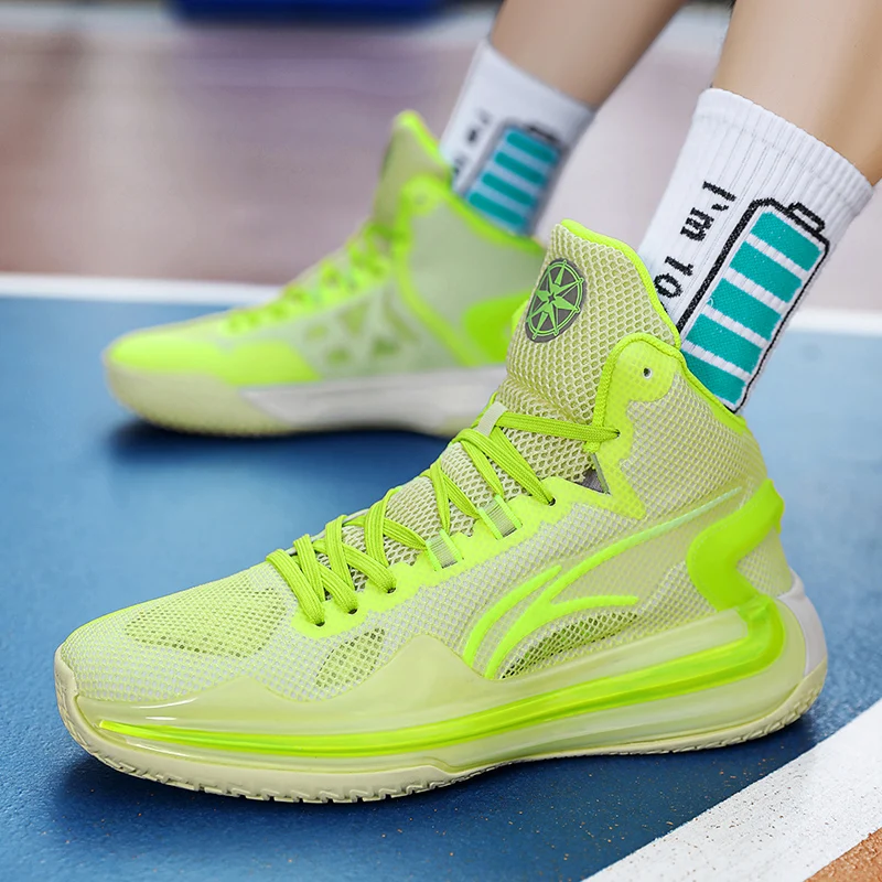 Outdoor High Top Basketball Shoes Men Professional Non-slip Basketball Sneakers Women Cushioning Breathable Basketball Boots Man