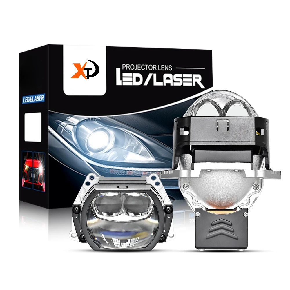 160W 3-Inch Square Bi-LED Headlight Projector Dual Beam Laser Effect No Damage Fit H4 H7 Penetration Car Accessories Upgrade