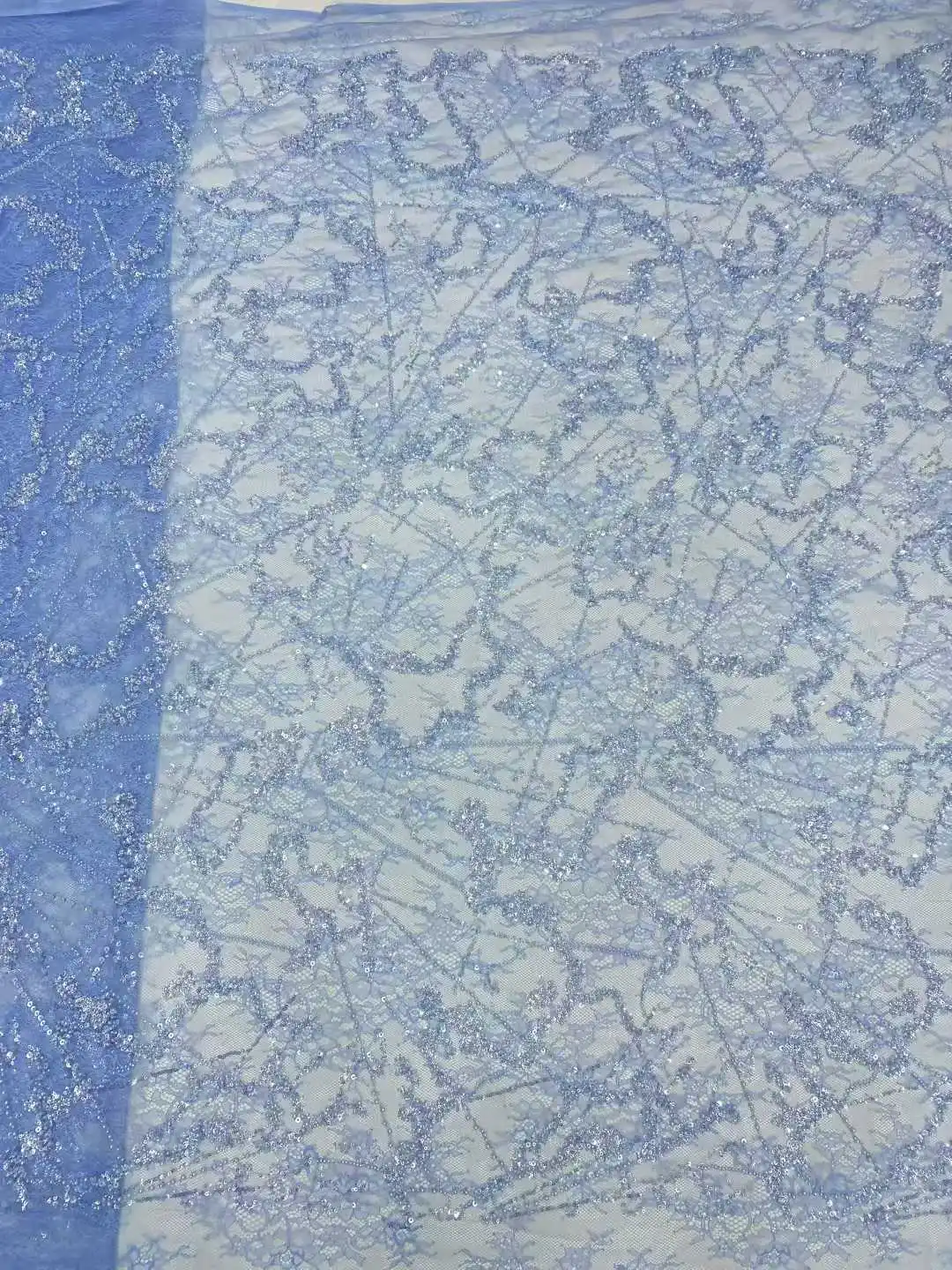 Green 5 Yards African Beads Groom Tulle Lace Fabric High Quality Sequins Embroidery French Tulle Laces for Party Sewing 2041