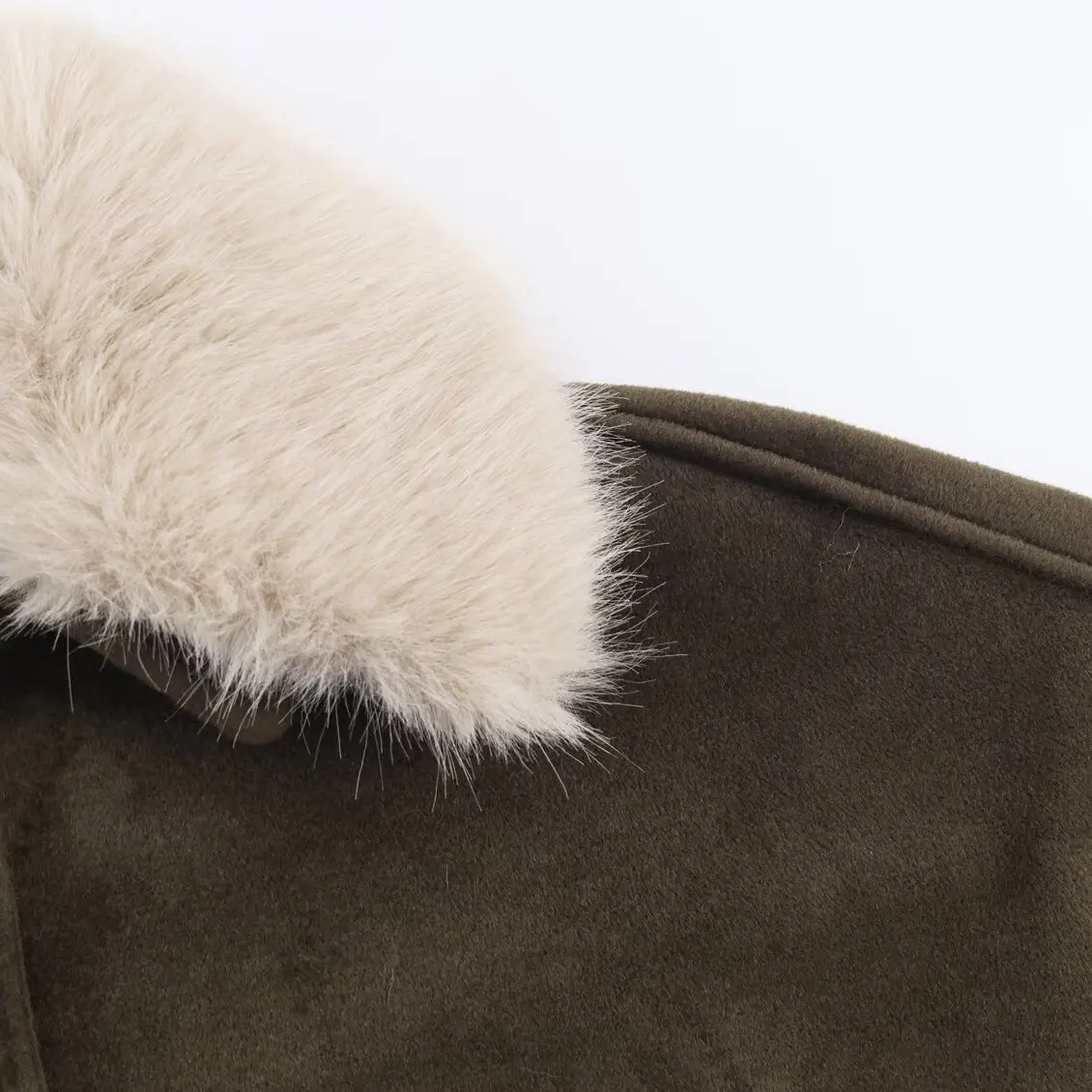 JNLEAOG الخريف جديد المرأة Faion الألياف المختلطة الفراء الاصطناعي طوق Jaet ملابس خارجية البوليستر طويل Sve زر إغلاق