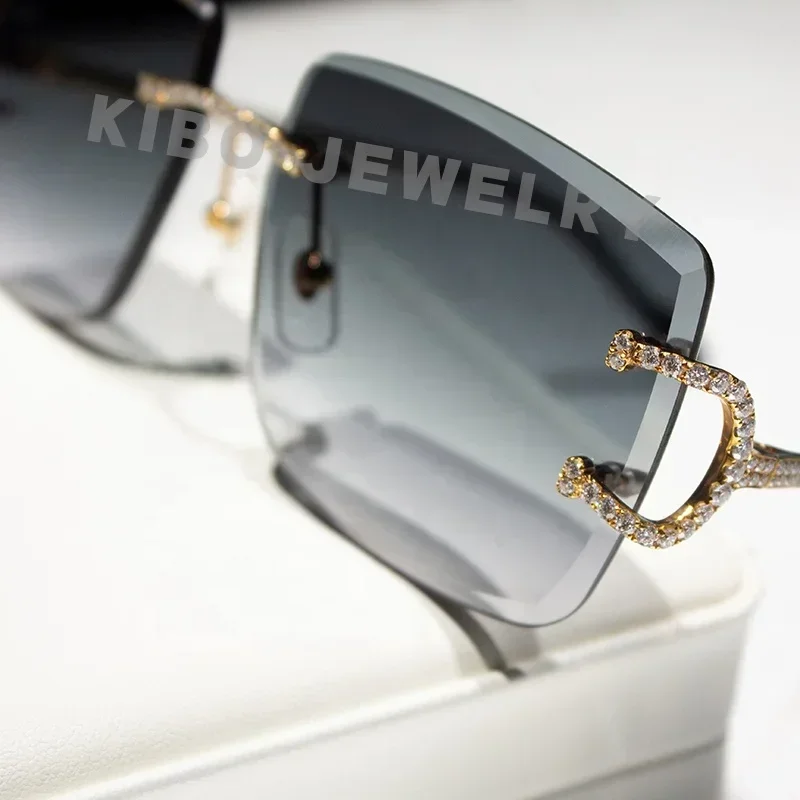 Fashion Luxury 3mm Moissanite Hip Hop Big C Sun Glass VVS Moissanite Glasses Sunglasses For Men