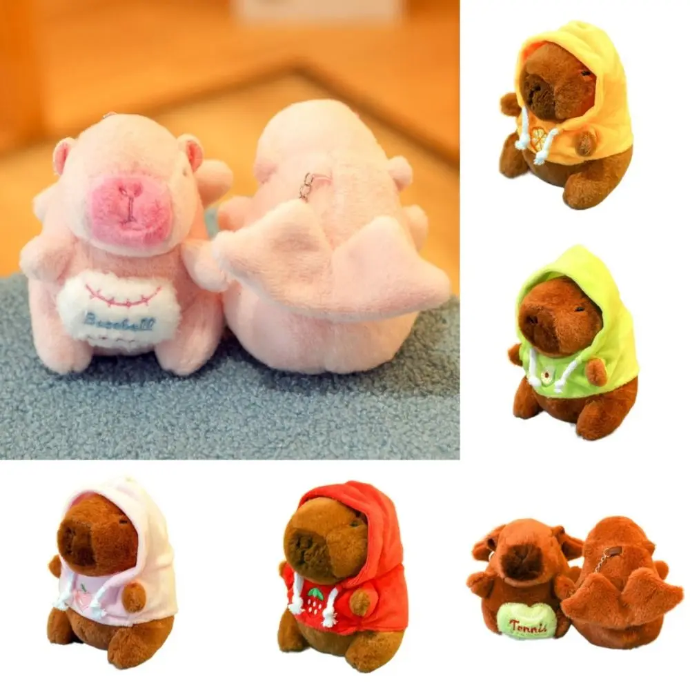 Sweat à capuche Capybara en peluche douce, pendentif en peluche de petite taille avec ailes, animaux en peluche, simulation de beurre, fête d'anniversaire