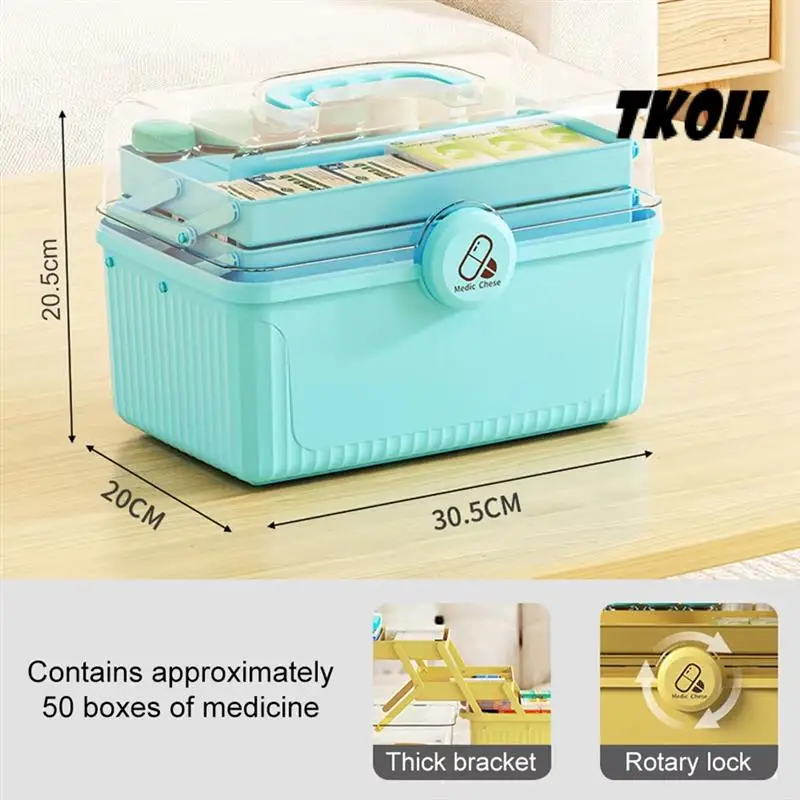 

TKOH-Portable Multi-Layer Medicine Organizer Box Large Capacity Kit Storage With Classification Compartments