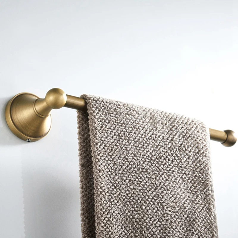 2 Piece Bathroom Accessory Set - Towel Rail And Toilet Paper Holder Antique Brass Wall Mount, Brushed Bronze