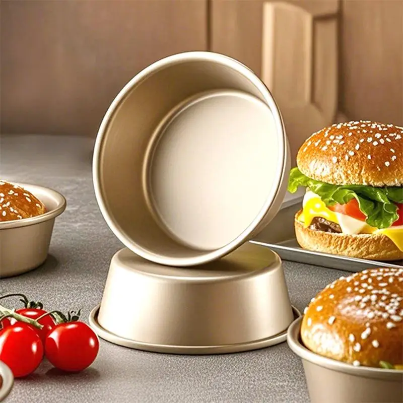 1Pcs New Non-Stick Hamburger Baking Mold Carbon Steel Mini Bread Baking Pan Reusable 4inch Bread Mold Kitchen Bakeware
