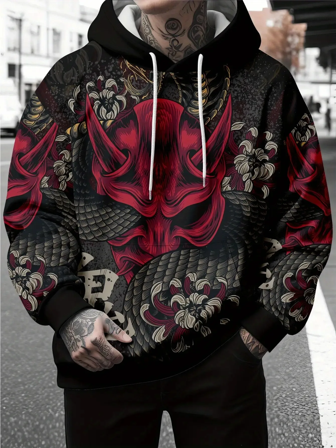 New model: men’s hooded long-sleeve loose-fitting casual printed basic sweatshirt. Perfect for young people in spring, summer, a