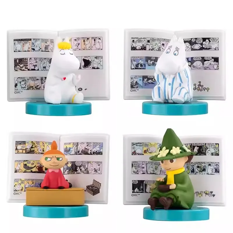 Bandai Original 4Pcs Gashapon Capsule Story Figure Moomin Action Figure Toys For Kids Gift Collectible Model Ornaments