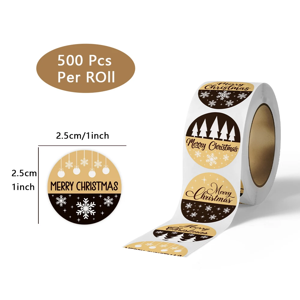 500 قطعة/لفة كرافت ورقة عيد الميلاد ملصقات السنة الجديدة شكرا لك ملصقات عيد الميلاد الديكور لبطاقة هدية صندوق حزمة 1 بوصة #3