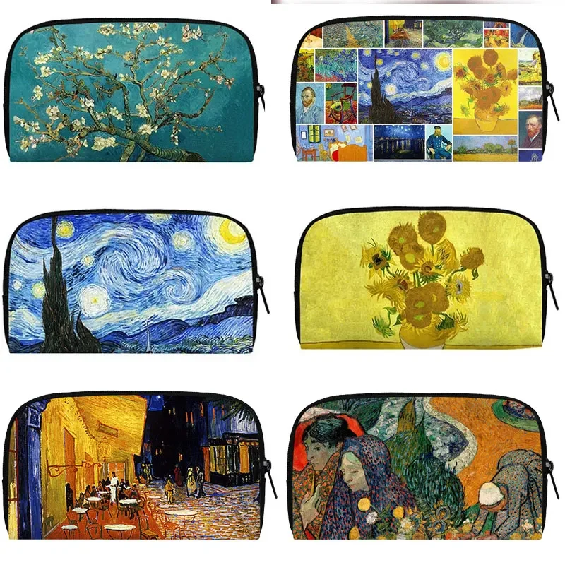 

Классический креативный кошелек с принтом подсолнуха/звездного неба, известный кошелек с картиной маслом Ван Гога, женский маленький квадратный кошелек