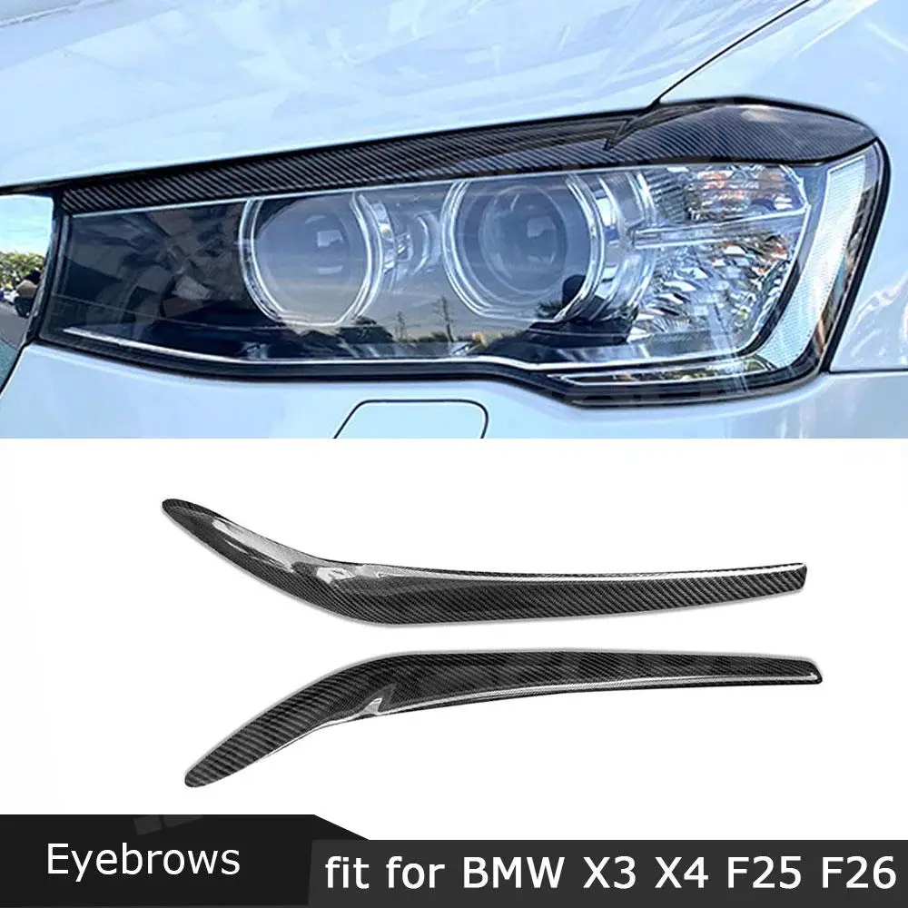

JMCARCOOL Carbon Fiber Car Front Foglamp Eyebrow Sticker Headlight Eyelid Trim for BMW X3 X4 F25 F26 2014 -2017 Decoration