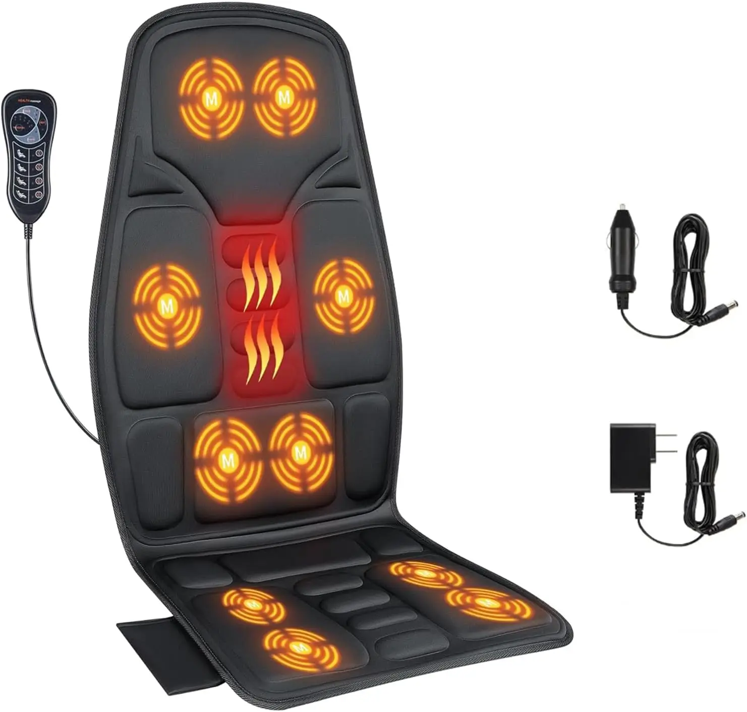 

Heated Back Massage Pad with Deep Tissue Vibration for Full Body Pain Relief, Fits Office and Recliner Chairs