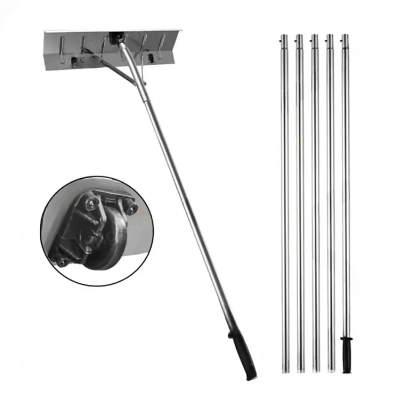 Roof Snow Rake Extendable Removal Tool Aluminium Alloy with Two Wheels  Pusher for Driveway Dribs  House  Wet Leaves