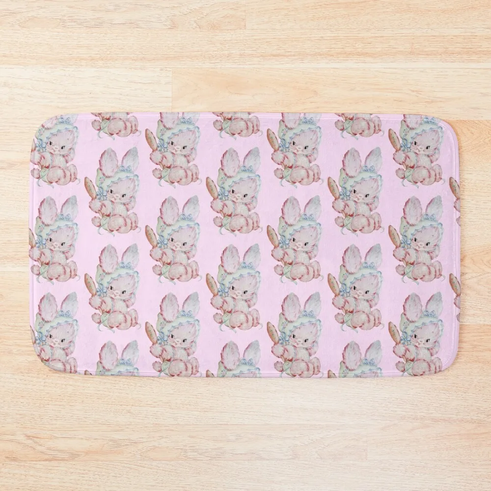 

pink vintage bunny Bath Mat Bathroom And Shower Products House Entrance Bathroom Use Mat