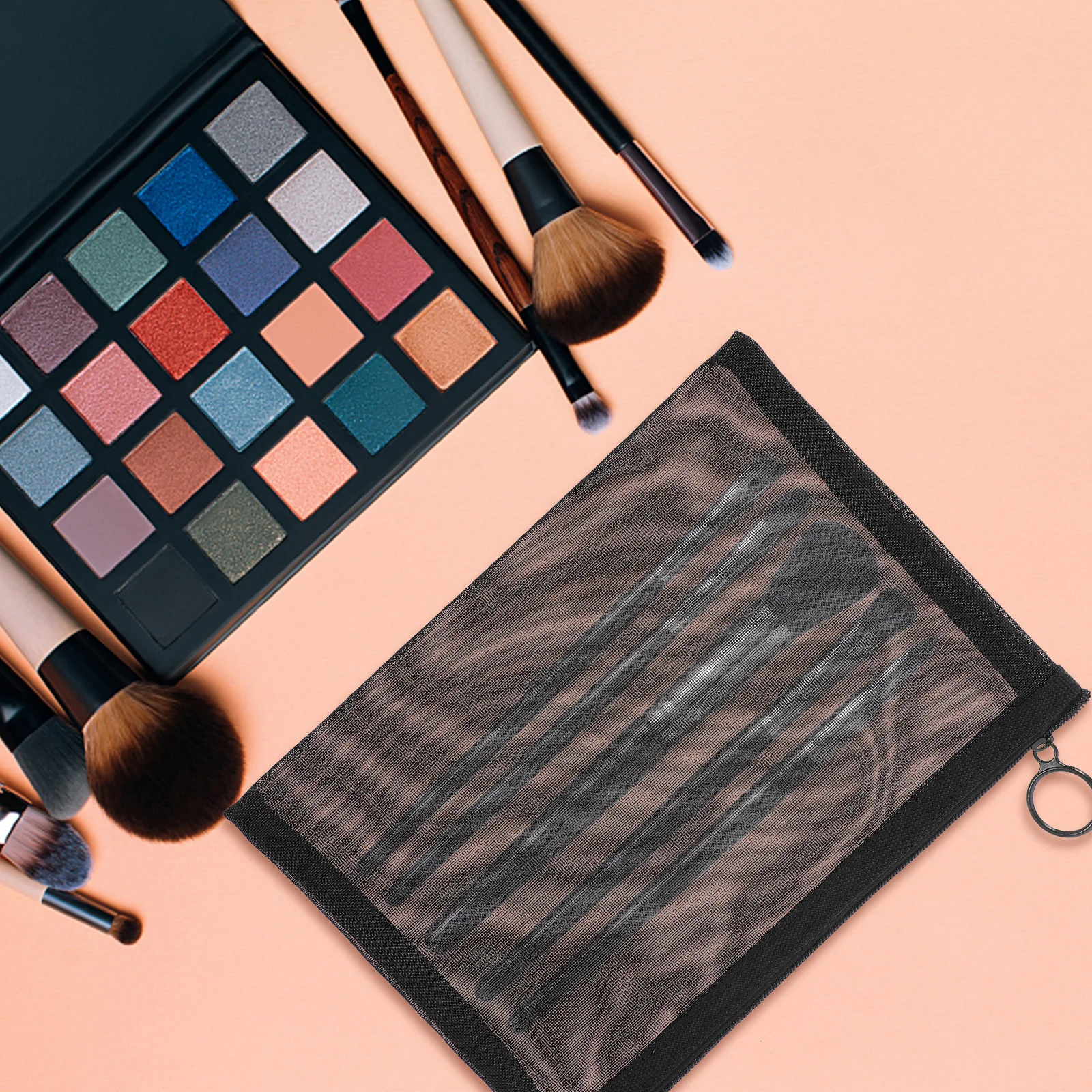 

2 pcs 22X5X12Cm Mesh Makeup Bags Portable Travel Toiletry Pouch Organizer For Lipstick Keys Usb Cable Lightweight