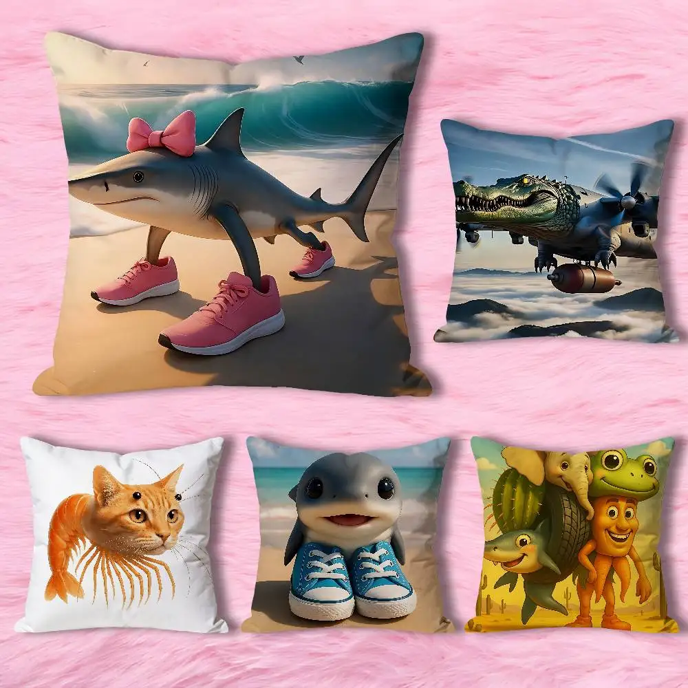 

Italian B-Brainrot Animals Meme Various Sizes Square Pillow Case For Car Home Bedchamber Decor Custom Valentine gift