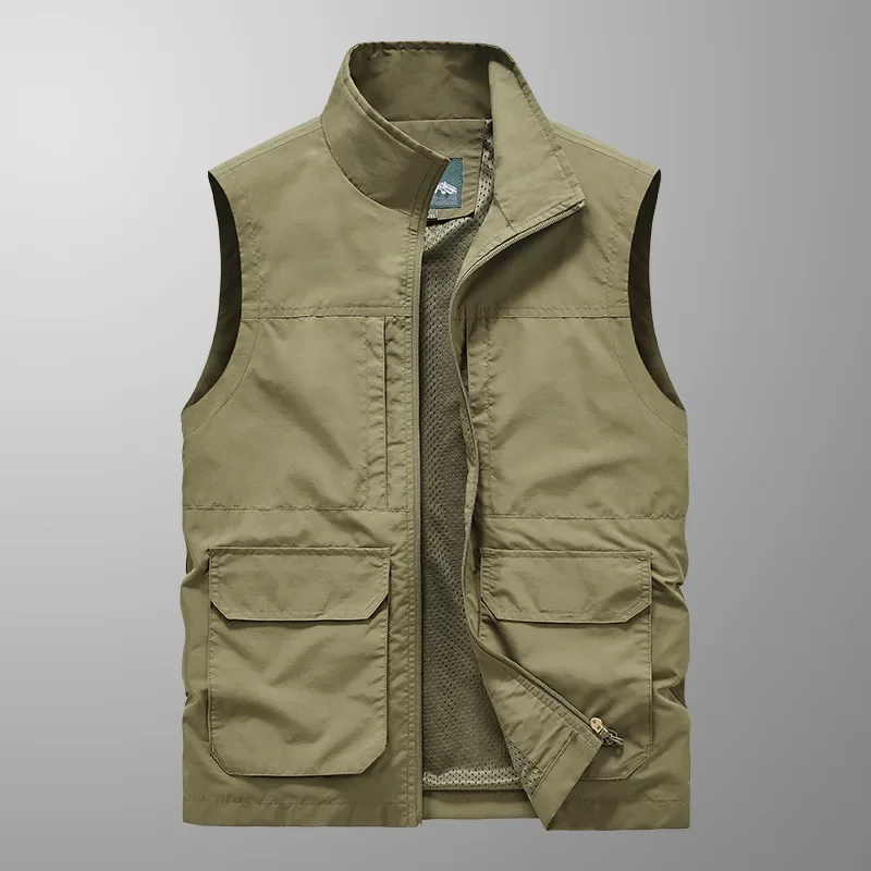 Men Summer Outdoor Work Safari Fishing Travel Photo Hiking Vest with Pockets Gym Jogging Running Sport Sleeveless Mesh Waistcoat