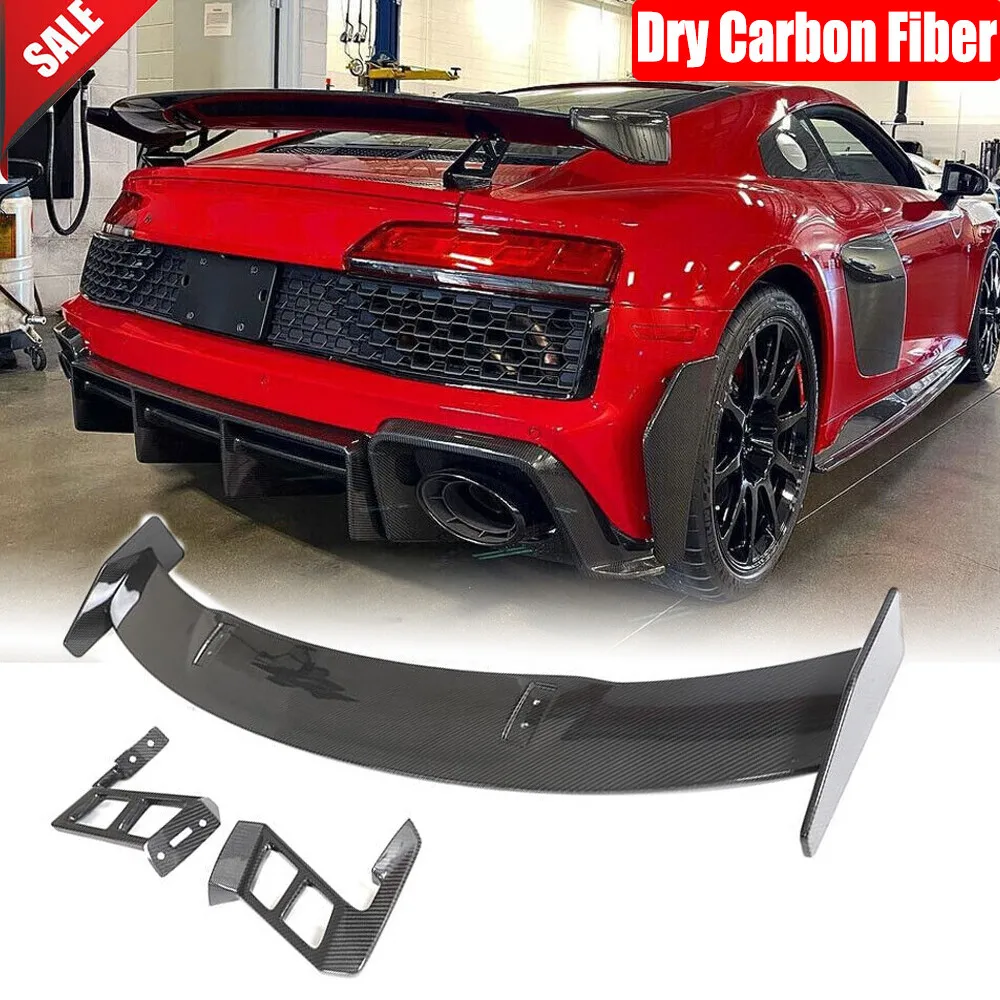 

For Audi R8 Coupe 2019-2024 Dry Carbon Fiber Rear Trunk Spoiler High Kick Wing Spoiler Body Kits Car Accessories